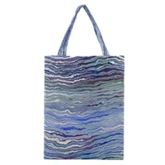 Blue Abstract Stripes Classic Tote Bag by SpinnyChairDesigns