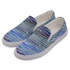 Blue Abstract Stripes Men s Canvas Slip Ons by SpinnyChairDesigns
