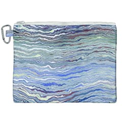 Blue Abstract Stripes Canvas Cosmetic Bag (xxl) by SpinnyChairDesigns