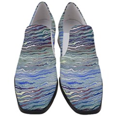 Blue Abstract Stripes Women Slip On Heel Loafers by SpinnyChairDesigns