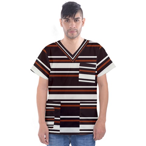 Classic Coffee Brown Men s V-neck Scrub Top by tmsartbazaar