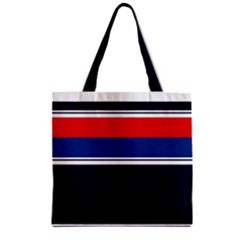 Casual Uniform Stripes Zipper Grocery Tote Bag by tmsartbazaar