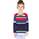 Casual Uniform Stripes Kids  Long Sleeve Tee View1