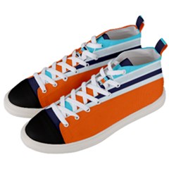 Tri Color Stripes Men s Mid-top Canvas Sneakers by tmsartbazaar