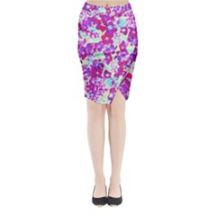 Spring Flowers Garden Midi Wrap Pencil Skirt