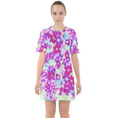 Spring Flowers Garden Sixties Short Sleeve Mini Dress