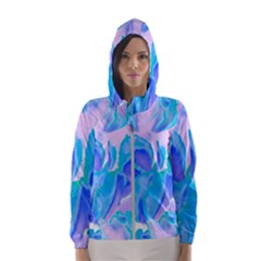 Ciclamen Flowers Blue Women s Hooded Windbreaker