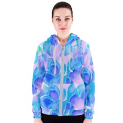 Ciclamen Flowers Blue Women s Zipper Hoodie