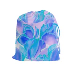 Ciclamen Flowers Blue Drawstring Pouch (xl)