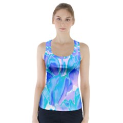 Ciclamen Flowers Blue Racer Back Sports Top