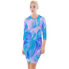 Ciclamen Flowers Blue Quarter Sleeve Hood Bodycon Dress