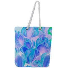 Ciclamen Flowers Blue Full Print Rope Handle Tote (large) by DinkovaArt