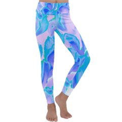 Ciclamen Flowers Blue Kids  Lightweight Velour Classic Yoga Leggings