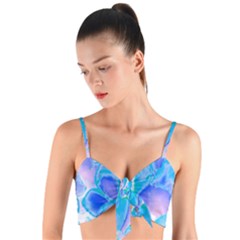 Ciclamen Flowers Blue Woven Tie Front Bralet