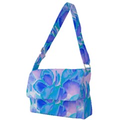 Ciclamen Flowers Blue Full Print Messenger Bag (l)