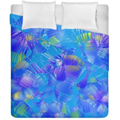 Blue Abstract Floral Paint Brush Strokes Duvet Cover Double Side (california King Size) by SpinnyChairDesigns