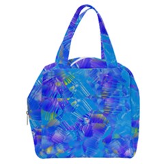 Blue Abstract Floral Paint Brush Strokes Boxy Hand Bag by SpinnyChairDesigns