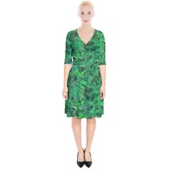 Jungle Green Abstract Art Wrap Up Cocktail Dress by SpinnyChairDesigns