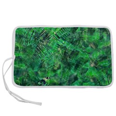 Jungle Green Abstract Art Pen Storage Case (l) by SpinnyChairDesigns