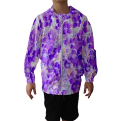 Purple Spring Flowers Kids  Hooded Windbreaker by DinkovaArt