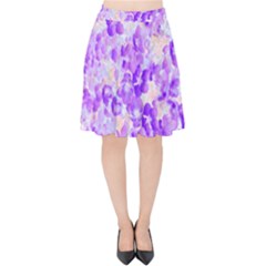 Purple Spring Flowers Velvet High Waist Skirt by DinkovaArt