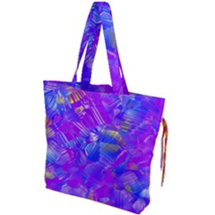 Fuchsia Magenta Abstract Art Drawstring Tote Bag by SpinnyChairDesigns