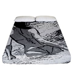 Beauty At The Beach, Bikini Girl Bathing In Bay Fitted Sheet (king Size) by Casemiro