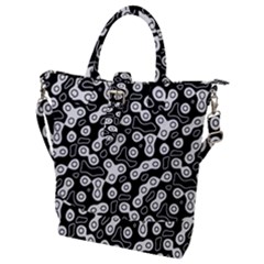 Black And White Abstract Art Buckle Top Tote Bag