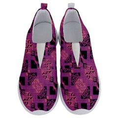 Fuchsia Black Abstract Checkered Stripes  No Lace Lightweight Shoes by SpinnyChairDesigns