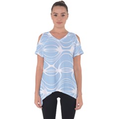 Blue And White Clam Shell Stripes Cut Out Side Drop Tee by SpinnyChairDesigns
