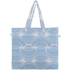 Blue And White Clam Shell Stripes Canvas Travel Bag by SpinnyChairDesigns