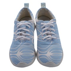 Blue And White Clam Shell Stripes Athletic Shoes by SpinnyChairDesigns