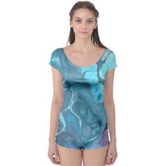 Blue Marble Abstract Art Boyleg Leotard  by SpinnyChairDesigns