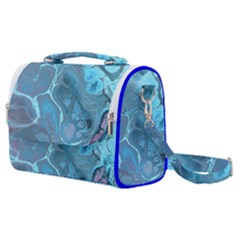 Blue Marble Abstract Art Satchel Shoulder Bag by SpinnyChairDesigns