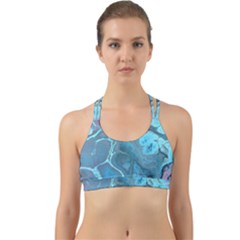 Blue Marble Abstract Art Back Web Sports Bra by SpinnyChairDesigns