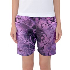 Amethyst Violet Abstract Marble Art Women s Basketball Shorts by SpinnyChairDesigns