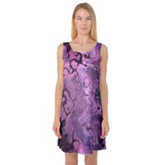 Amethyst Violet Abstract Marble Art Sleeveless Satin Nightdress by SpinnyChairDesigns