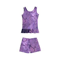 Amethyst Violet Abstract Marble Art Kids  Boyleg Swimsuit by SpinnyChairDesigns