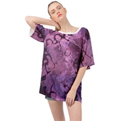 Amethyst Violet Abstract Marble Art Oversized Chiffon Top by SpinnyChairDesigns