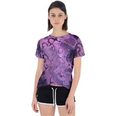 Amethyst Violet Abstract Marble Art Open Back Sport Tee by SpinnyChairDesigns