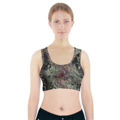 Black Green Grey Abstract Art Marble Texture Sports Bra With Pocket by SpinnyChairDesigns