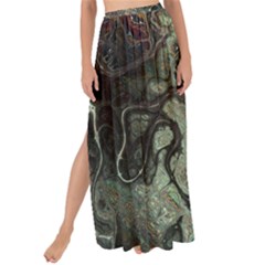 Black Green Grey Abstract Art Marble Texture Maxi Chiffon Tie-up Sarong by SpinnyChairDesigns