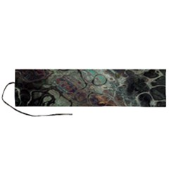 Black Green Grey Abstract Art Marble Texture Roll Up Canvas Pencil Holder (l) by SpinnyChairDesigns