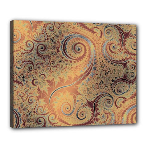 Terra Cotta Persian Orange Spirals Swirls Pattern Canvas 20  X 16  (stretched) by SpinnyChairDesigns