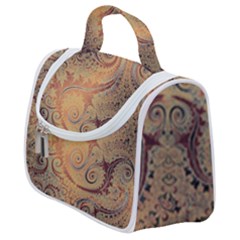 Terra Cotta Persian Orange Spirals Swirls Pattern Satchel Handbag by SpinnyChairDesigns