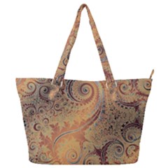 Terra Cotta Persian Orange Spirals Swirls Pattern Full Print Shoulder Bag by SpinnyChairDesigns