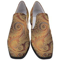 Terra Cotta Persian Orange Spirals Swirls Pattern Women Slip On Heel Loafers by SpinnyChairDesigns
