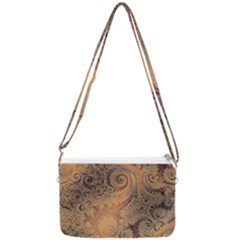 Terra Cotta Persian Orange Spirals Swirls Pattern Double Gusset Crossbody Bag by SpinnyChairDesigns