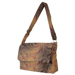 Terra Cotta Persian Orange Spirals Swirls Pattern Full Print Messenger Bag (m) by SpinnyChairDesigns