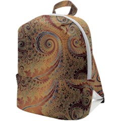 Terra Cotta Persian Orange Spirals Swirls Pattern Zip Up Backpack by SpinnyChairDesigns